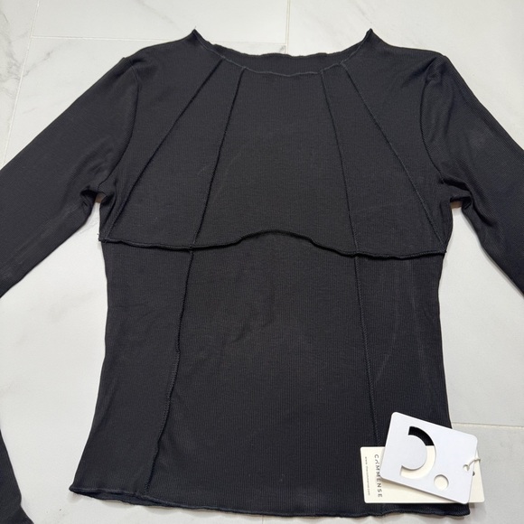 Black Long Sleeve Women's Top Sz M NWT - Picture 2 of 5
